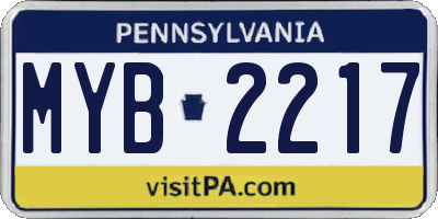 PA license plate MYB2217