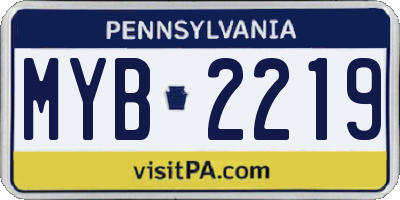 PA license plate MYB2219