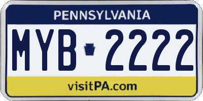 PA license plate MYB2222
