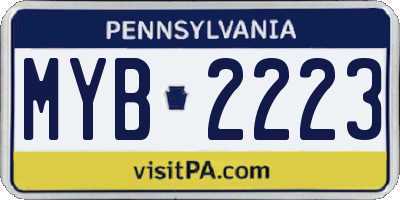 PA license plate MYB2223