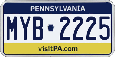 PA license plate MYB2225