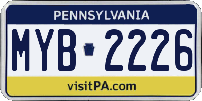 PA license plate MYB2226