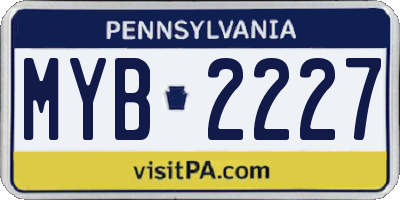 PA license plate MYB2227