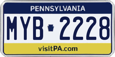 PA license plate MYB2228