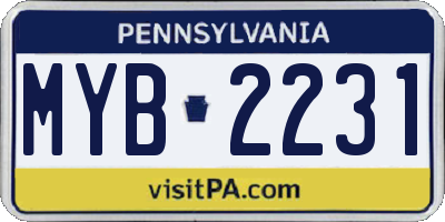 PA license plate MYB2231
