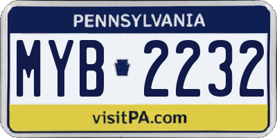 PA license plate MYB2232