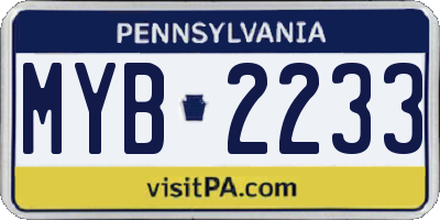 PA license plate MYB2233