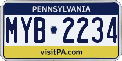 PA license plate MYB2234