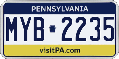 PA license plate MYB2235