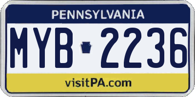 PA license plate MYB2236