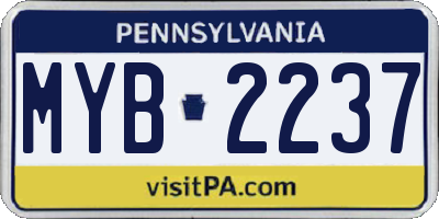 PA license plate MYB2237