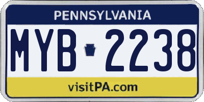 PA license plate MYB2238