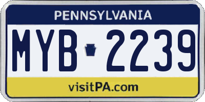 PA license plate MYB2239
