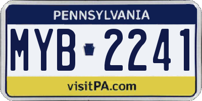PA license plate MYB2241