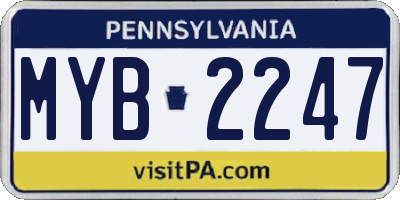 PA license plate MYB2247