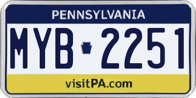 PA license plate MYB2251