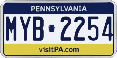 PA license plate MYB2254