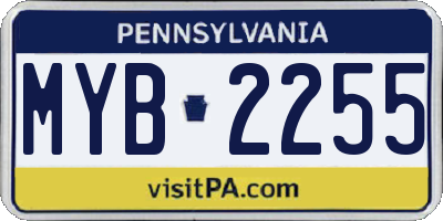 PA license plate MYB2255