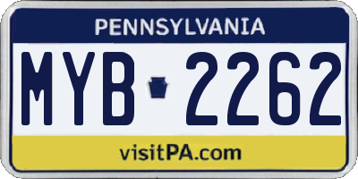 PA license plate MYB2262