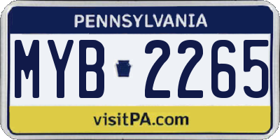 PA license plate MYB2265