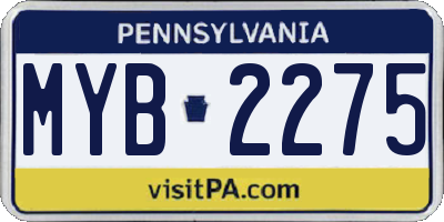 PA license plate MYB2275
