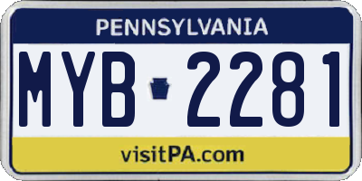 PA license plate MYB2281