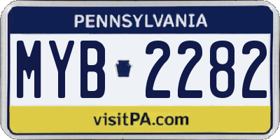 PA license plate MYB2282