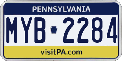 PA license plate MYB2284