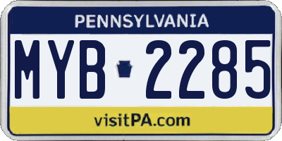PA license plate MYB2285