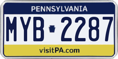 PA license plate MYB2287