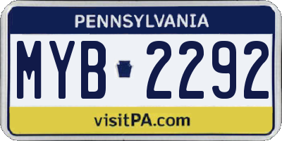 PA license plate MYB2292
