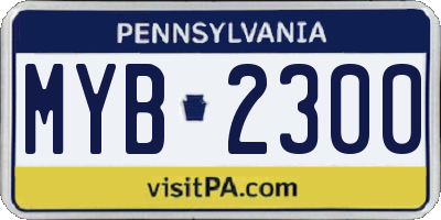 PA license plate MYB2300
