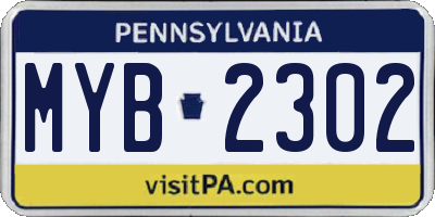 PA license plate MYB2302
