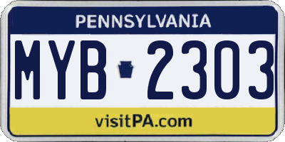 PA license plate MYB2303