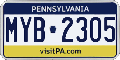 PA license plate MYB2305