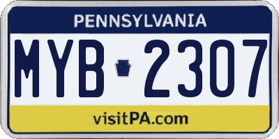 PA license plate MYB2307