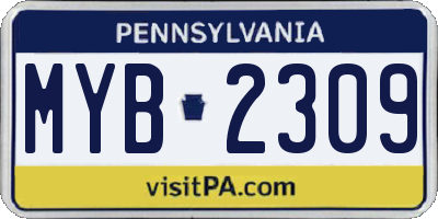 PA license plate MYB2309