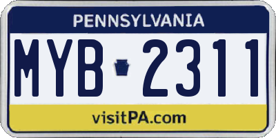 PA license plate MYB2311