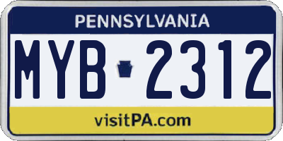 PA license plate MYB2312