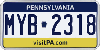 PA license plate MYB2318