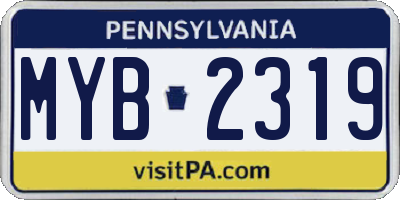 PA license plate MYB2319
