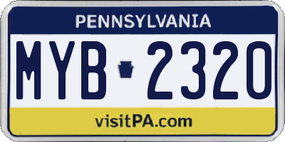 PA license plate MYB2320