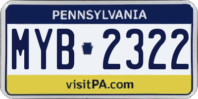 PA license plate MYB2322