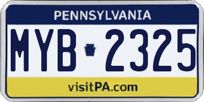 PA license plate MYB2325