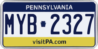 PA license plate MYB2327