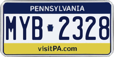 PA license plate MYB2328