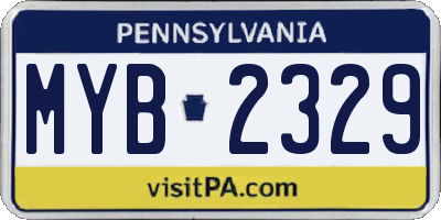 PA license plate MYB2329