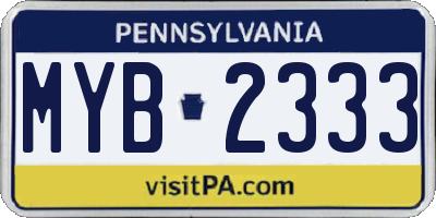 PA license plate MYB2333