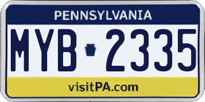 PA license plate MYB2335