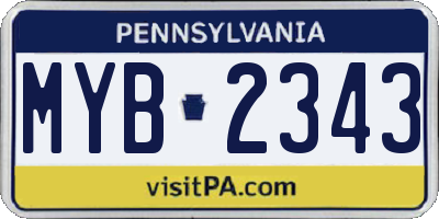 PA license plate MYB2343